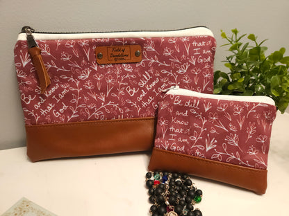 Color Variety of Be Still and Know that I am God veil pouch clutches Catholic Christian fabric gift