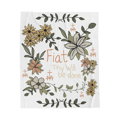 White Fiat Thy Will be Done Faith-Inspired Velveteen Plush Blanket - Cozy Decorative Throw for Comfort, Spiritual Gifts, Home Décor, Relaxation, Gift Idea