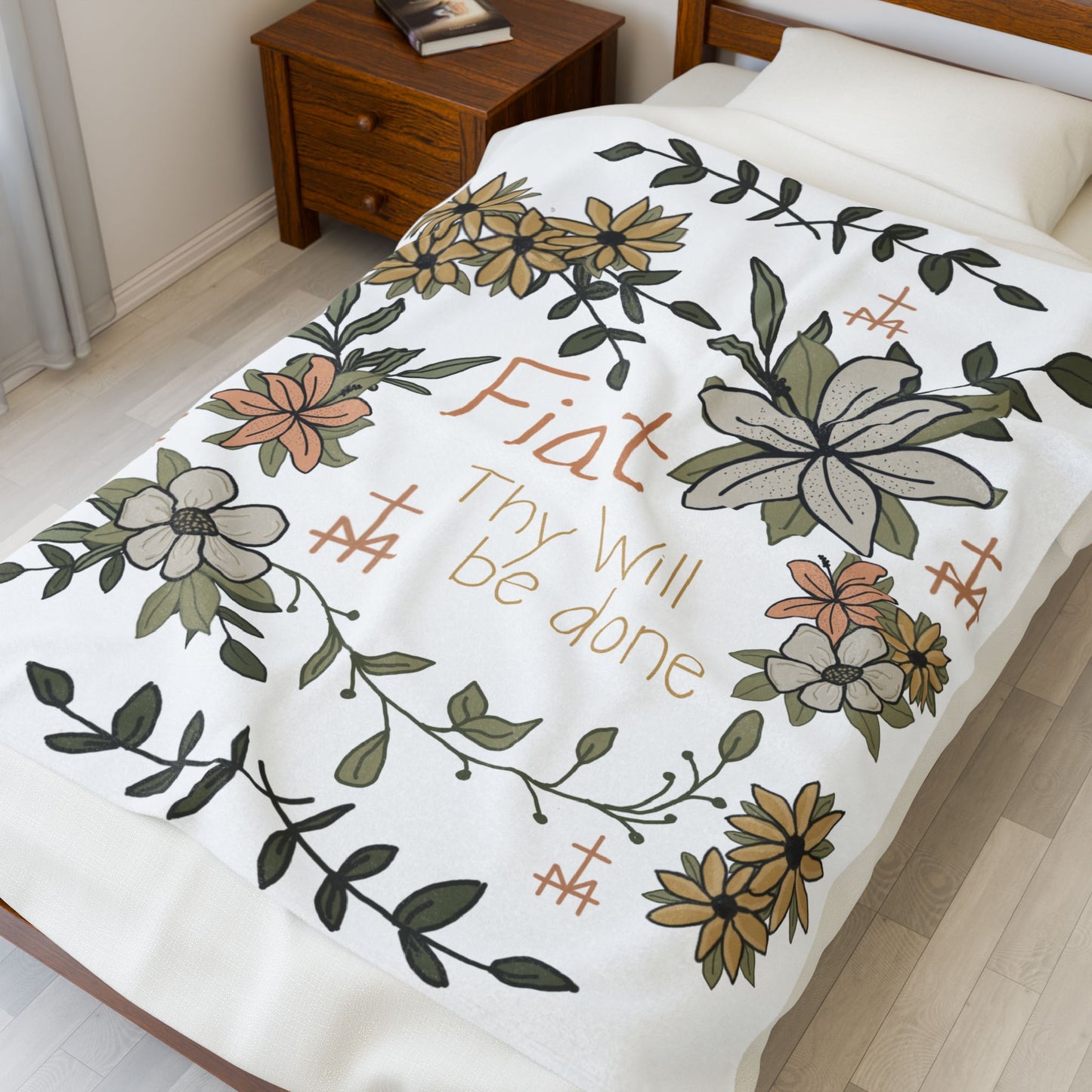 White Fiat Thy Will be Done Faith-Inspired Velveteen Plush Blanket - Cozy Decorative Throw for Comfort, Spiritual Gifts, Home Décor, Relaxation, Gift Idea