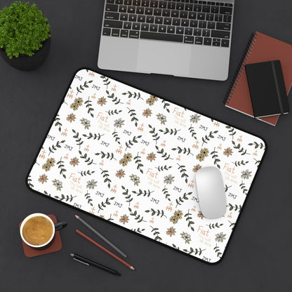 Fiat Thy Will be Done Inspirational Desk Mat - Perfect for Home Office, Modern Decor, Gift for Graduates, Motivational Message, Floral Themed