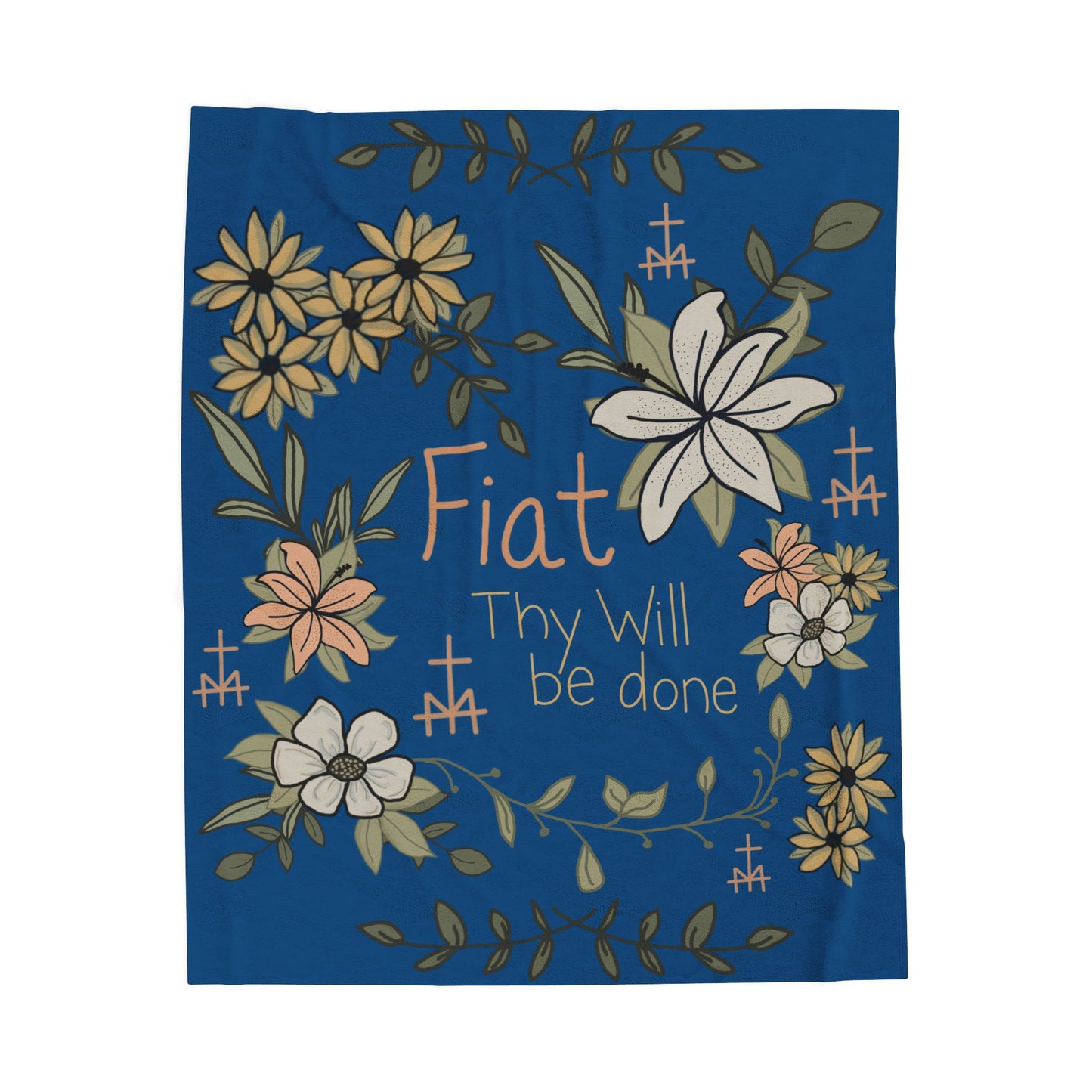 Bold Blue Fiat Thy Will be Done Faith-Inspired Velveteen Plush Blanket - Cozy Decorative Throw for Comfort, Spiritual Gifts, Home Décor, Relaxation, Gift Idea