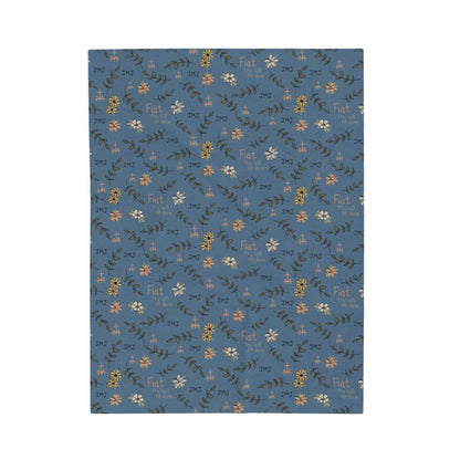 Dusty Blue Fiat Thy Will be Done Simple Cozy Floral Velveteen Plush Blanket | Soft Throw for Home Decor, Gifts, Nursery, Relaxation, or Baby Showers