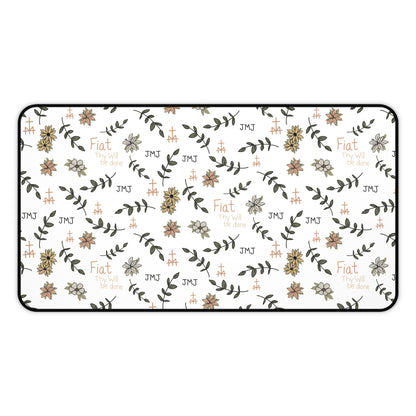 Fiat Thy Will be Done Inspirational Desk Mat - Perfect for Home Office, Modern Decor, Gift for Graduates, Motivational Message, Floral Themed