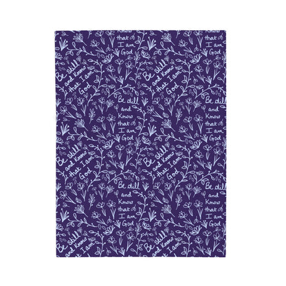 Purple Be Still and Know that I Am God Cozy Floral Velveteen Plush Blanket | Soft Throw for Home Decor, Gifts, Nursery, Relaxation, or Baby Showers