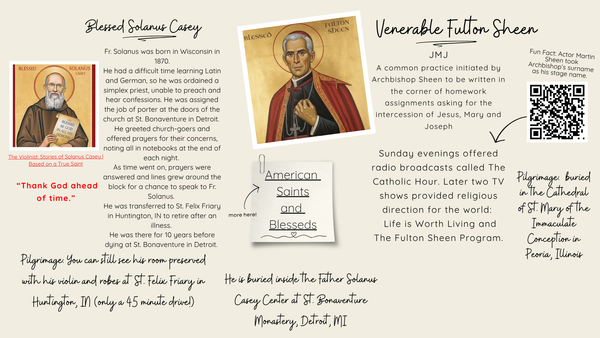 A few local Holy People who are Blesseds and Saints of the United States