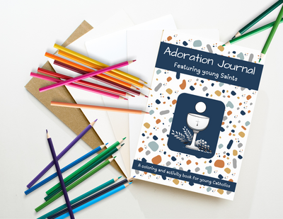 Adoration Journal featuring young Saints: A coloring and activity book for young Catholics Carlo Acutis