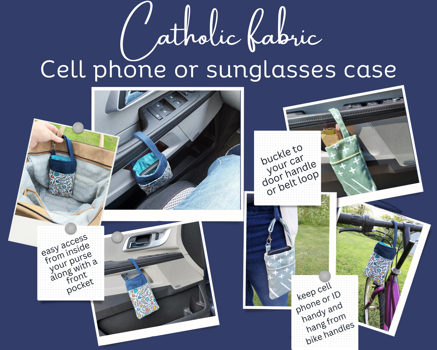 Catholic Faux Leather Sunglasses Phone Case Holder