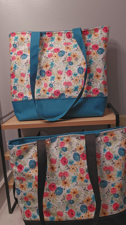 Extra Large Tote in the Hidden Rosary Catholic fabric