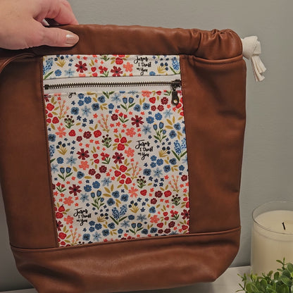 Divine Mercy Jesus I trust in You Bible Bag Faux Leather Drawstring crossbody bag