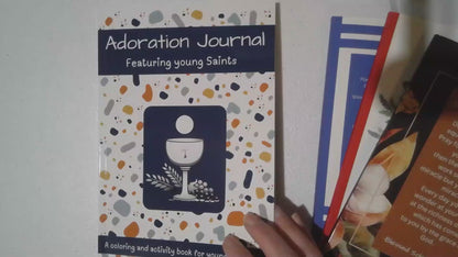 Adoration Journal featuring young Saints: A coloring and activity book for young Catholics