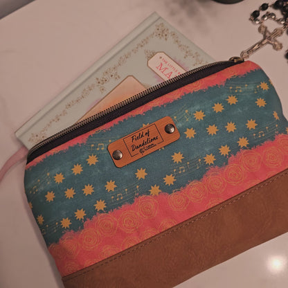 Our Lady of Guadalupe clutch of Mary's stars and gown zippered clutch pouch