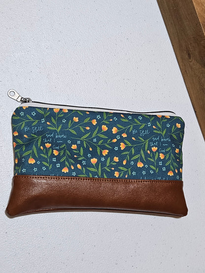 Faux leather Be Still and Know that I am God Clutch with Wristlet