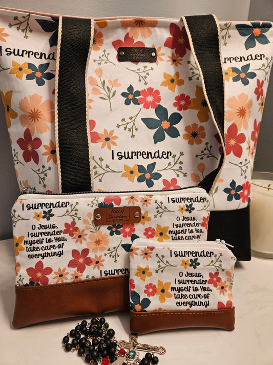 Surrender XL Tote bag Christian handmade extra large Church Adoration bag
