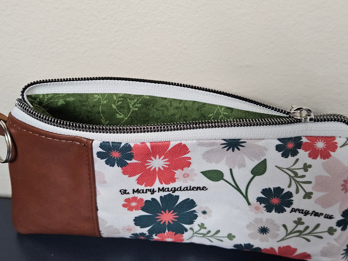 St. Mary Magdalene Pouch with keyring Catholic handmade