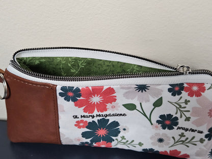 St. Mary Magdalene Pouch with keyring Catholic handmade