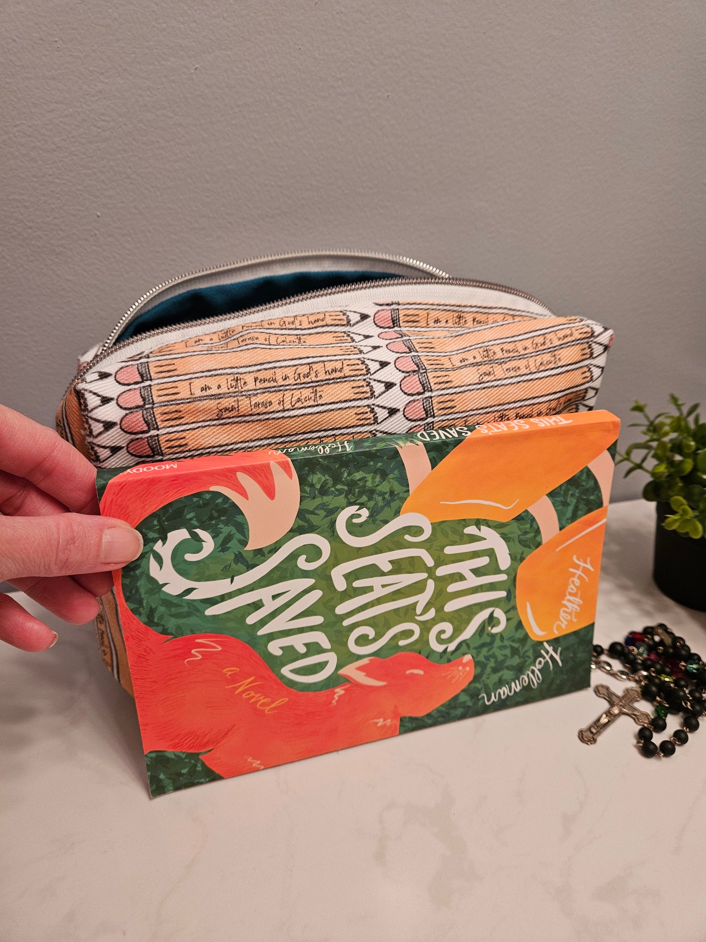 Pencil Case with Mother Teresa's "I am a Little Pencil in God's Hand" fabric