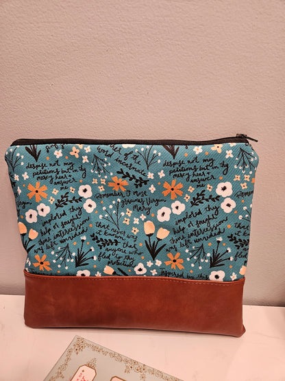 Veil Pouch Memorare Teal Catholic Fabric Pouch