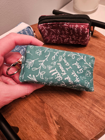 Bestseller Boxy Pouches in Christian Catholic fabrics for rosaries and necessities