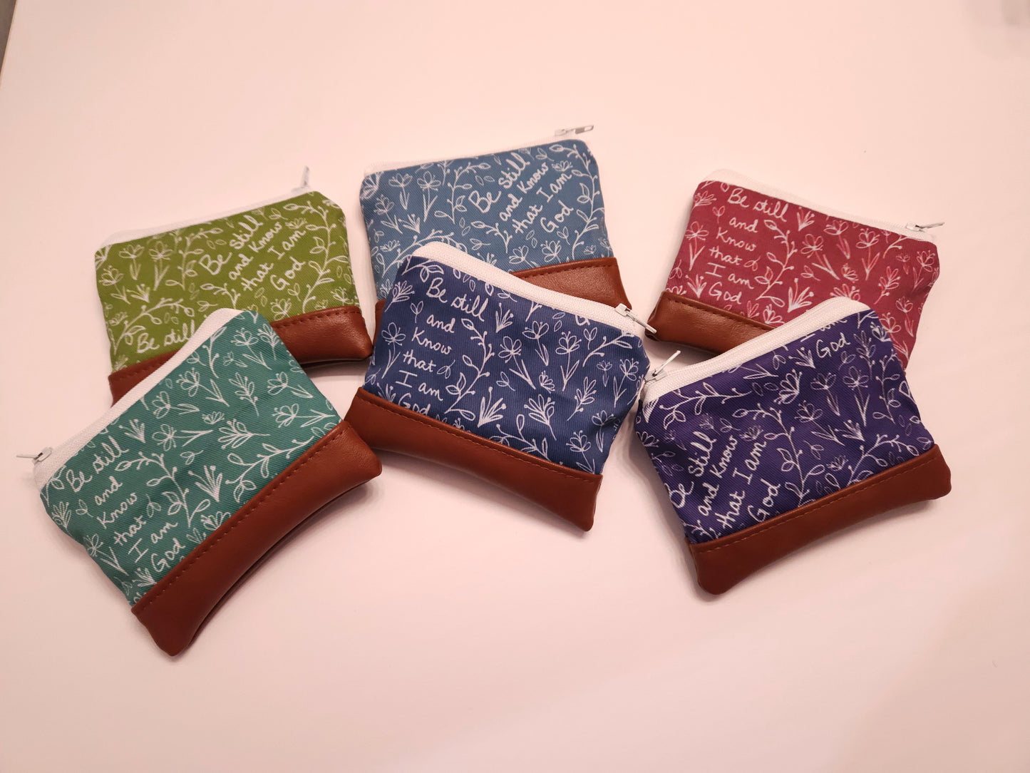 Be Still and Know that I am God Rosary wallet zippered pouches Christian Catholic fabric