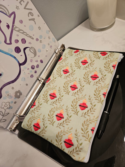 prayer card binder Binder pouch Sacred Heart of Jesus pencil and prayer card pouch