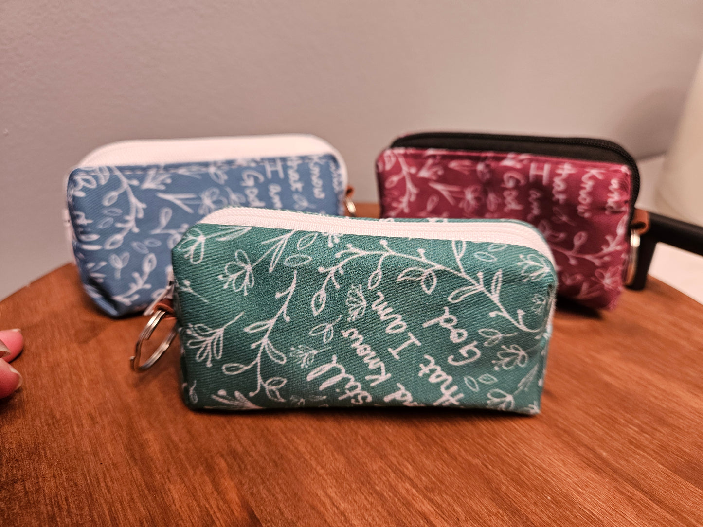 Bestseller Boxy Pouches in Christian Catholic fabrics for rosaries and necessities