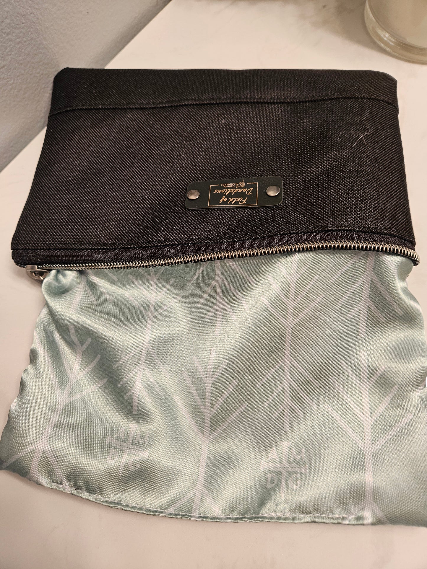 AMDG "For the Greater Glory of God" Catholic Jesuit handmade pouch clutch
