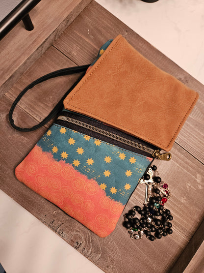 Phone Purse of Our Lady of Guadalupe Music and Stars Catholic fabric Wristlet option