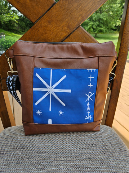 Eucharist To Jesus through Mary Catholic Fabric Faux Leather Crossbody