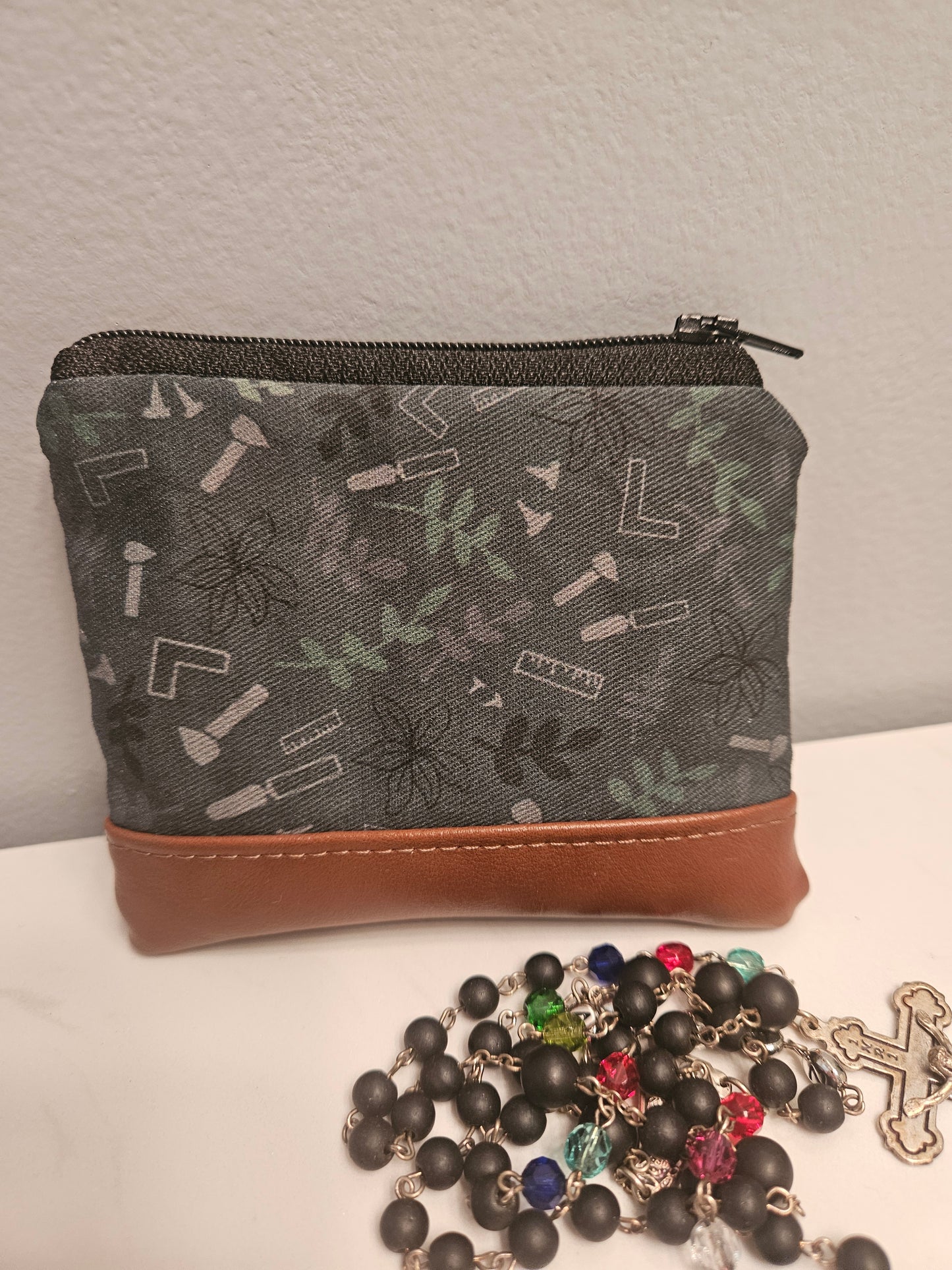 St. Joseph the Carpenter rosary pouch in Catholic fabric