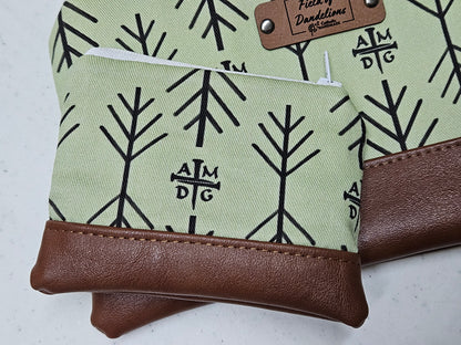 AMDG Ad majorem Dei gloriam Latin For the Greater Glory of God Clutch rosary pouch with Catholic fabric