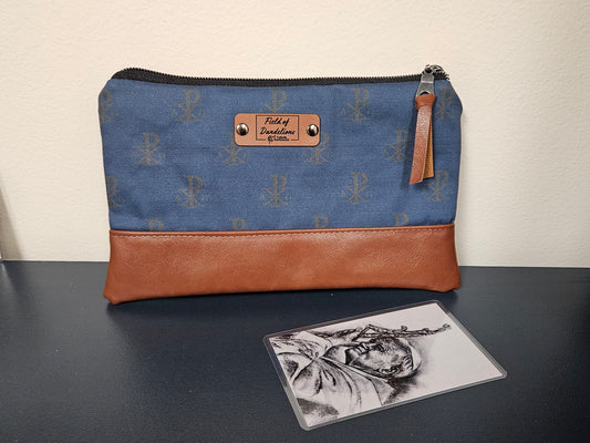 Chi Rho Catholic clutch pouch for prayer cards, veils, carry-all Catholic handmade gift