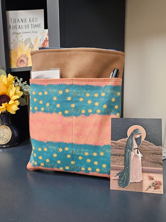 Our Lady of Guadalupe Music, Roses, and Stars on Mantle and Gown Bible Book Sleeve Device Case Catholic handmade gift