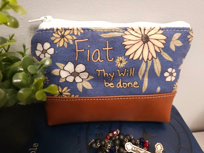 Fiat Thy Will be Done small boxy pouch with Catholic fabric