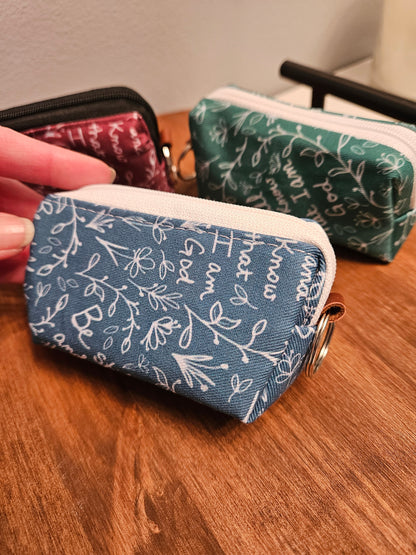 Bestseller Boxy Pouches in Christian Catholic fabrics for rosaries and necessities