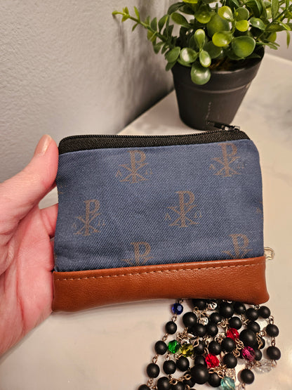 Chi Rho Christian Catholic rosary pouch for gift-giving