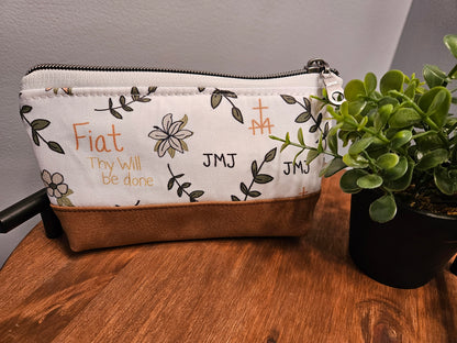 Fiat Thy Will be Done purse organizer carry-all pouch; ideal for veils and prayer cards