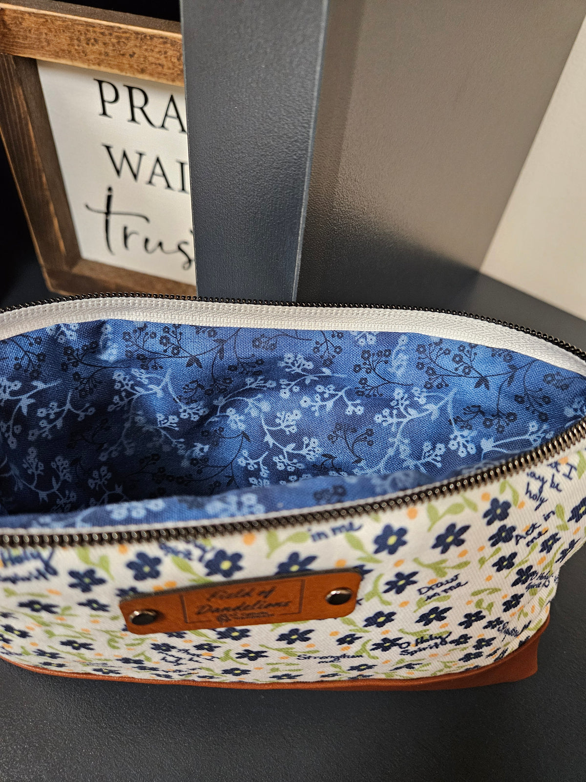 St. Augustine Breathe in Me O Holy Spirit veil pouch clutch Catholic fabric handmade