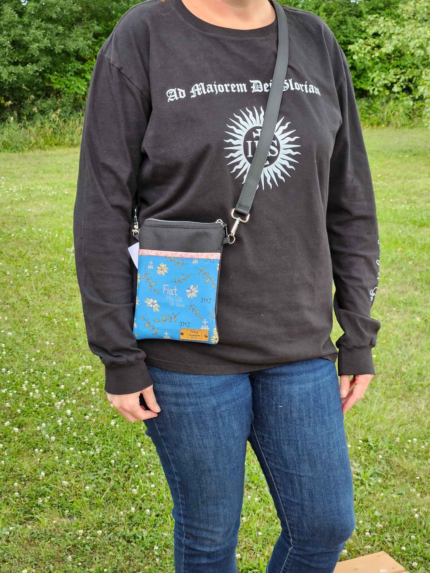 Fiat Thy Will Be Done Crossbody Phone Purse Handmade Catholic gift
