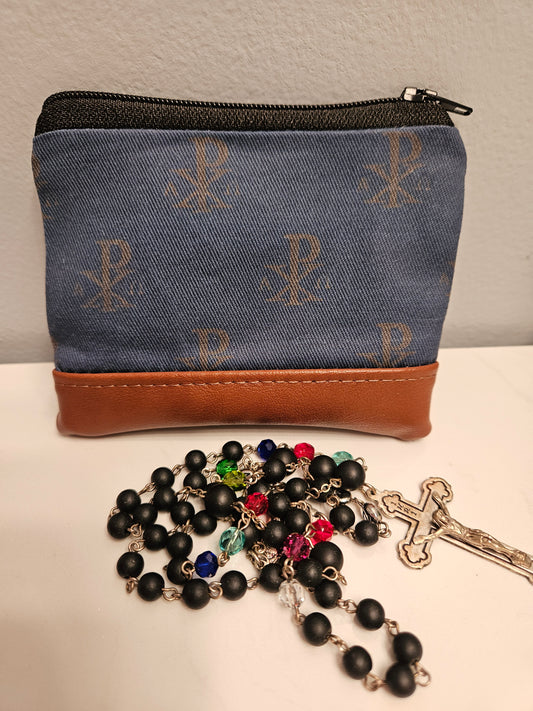 Chi Rho Christian Catholic rosary pouch for gift-giving