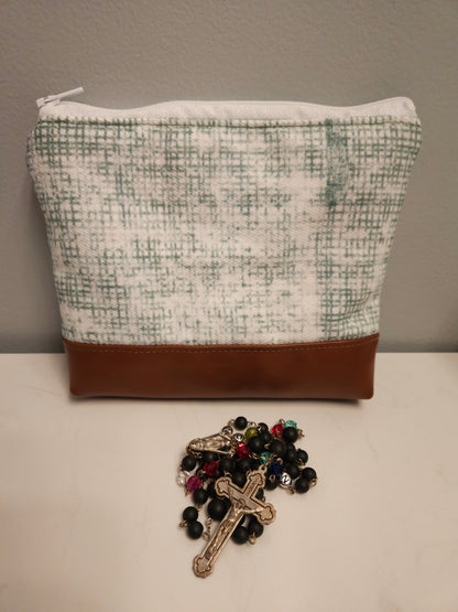 Joan of Arc Fleur de Lis Padded Zippered Purse Organizer Pouch, Rosary, Prayer Cards, Religious Gift, Catholic