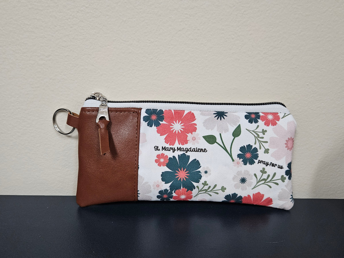 St. Mary Magdalene Pouch with keyring Catholic handmade