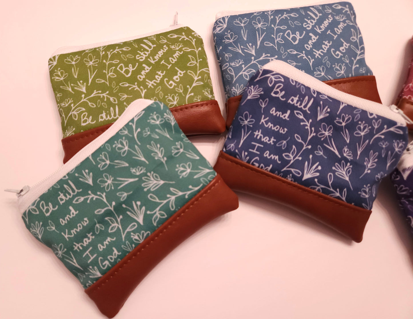 Be Still and Know that I am God Rosary wallet zippered pouches Christian Catholic fabric