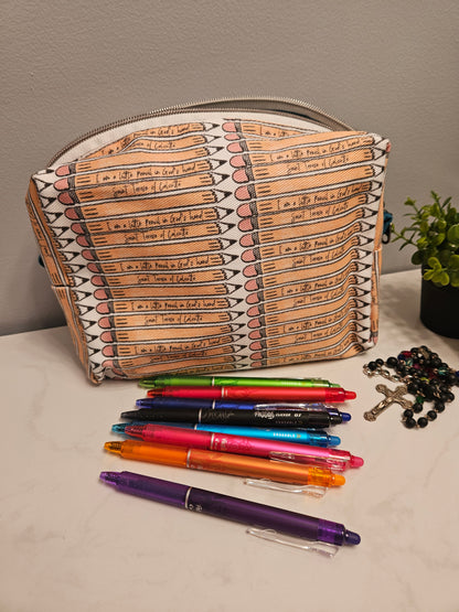 Pencil Case with Mother Teresa's "I am a Little Pencil in God's Hand" fabric