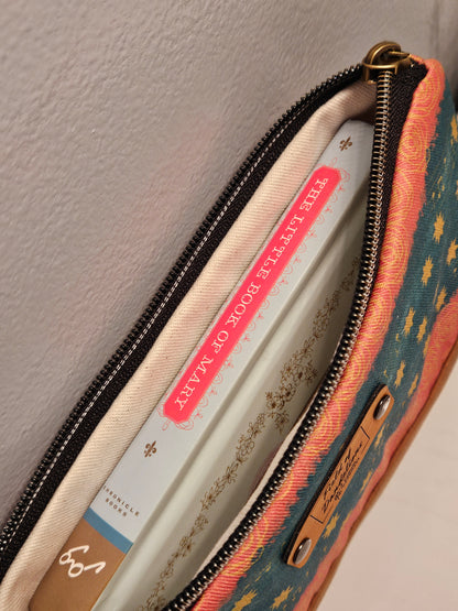 Our Lady of Guadalupe clutch of Mary's stars and gown zippered clutch pouch
