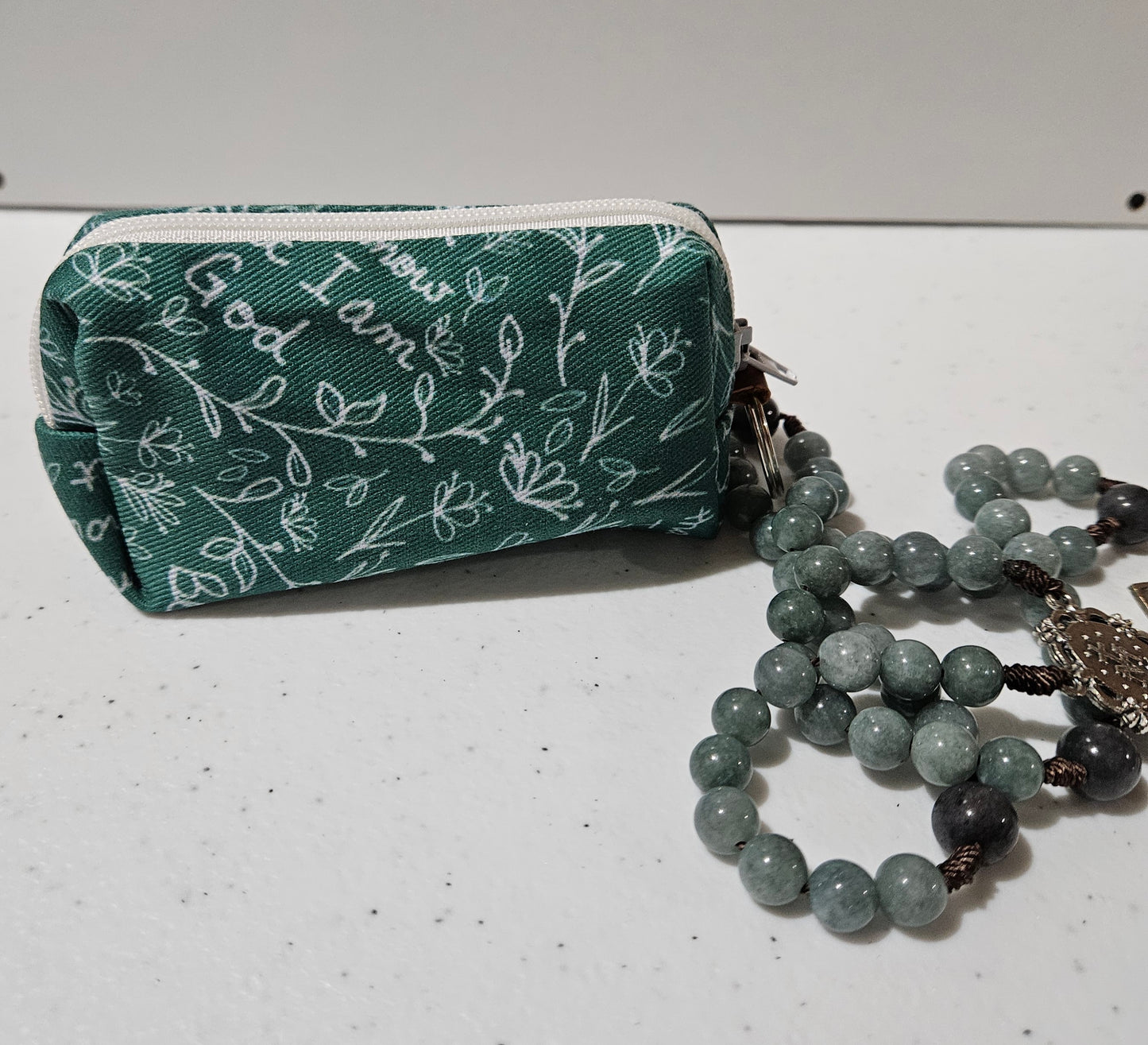 Be Still and Know that I am God small pouches- Double-sided zipper pouch and boxy pouches with keyring Christian Catholic fabric pouch