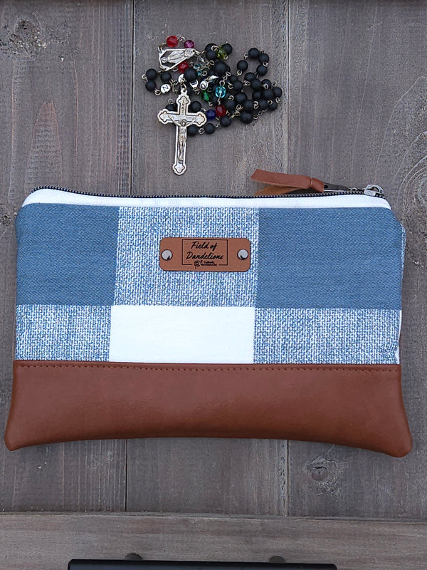 Checkered Fiat Thy Will be Done Satin clutch carry-all