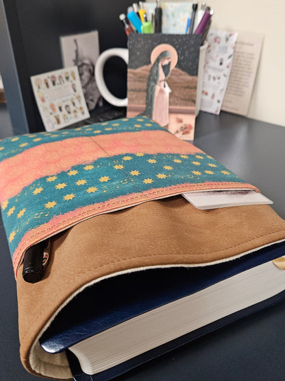 Our Lady of Guadalupe Music, Roses, and Stars on Mantle and Gown Bible Book Sleeve Device Case Catholic handmade gift