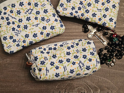 Prayer to the Holy Spirit St. Augustine Breathe in Me pouches in Catholic fabric for rosary, credit cards, wallets