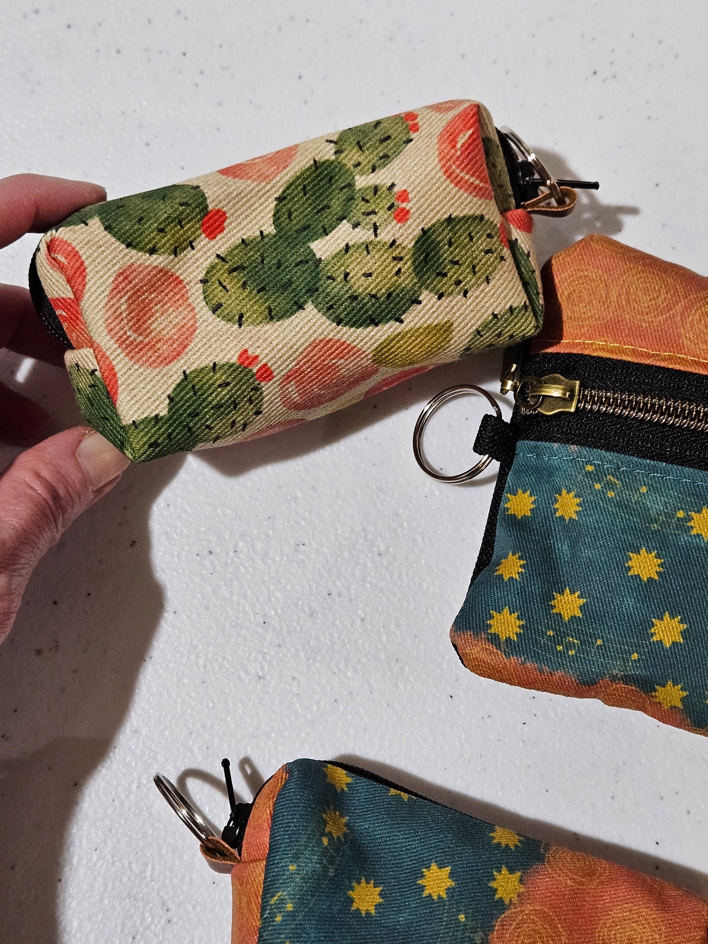 Our Lady of Guadalupe Music and Cacti Small pouches- double zippered pouches and boxy pouches in Catholic fabrics for rosary and wallet