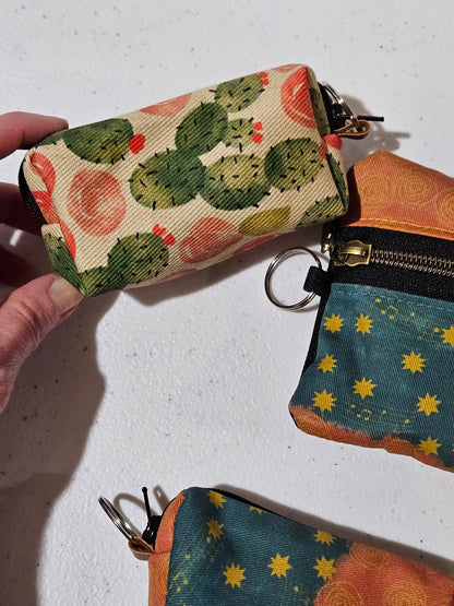 Our Lady of Guadalupe Music and Cacti Small pouches- double zippered pouches and boxy pouches in Catholic fabrics for rosary and wallet